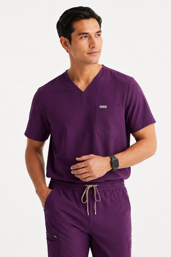 Men Util Tech 5 Pocket Dark Purple Scrubs