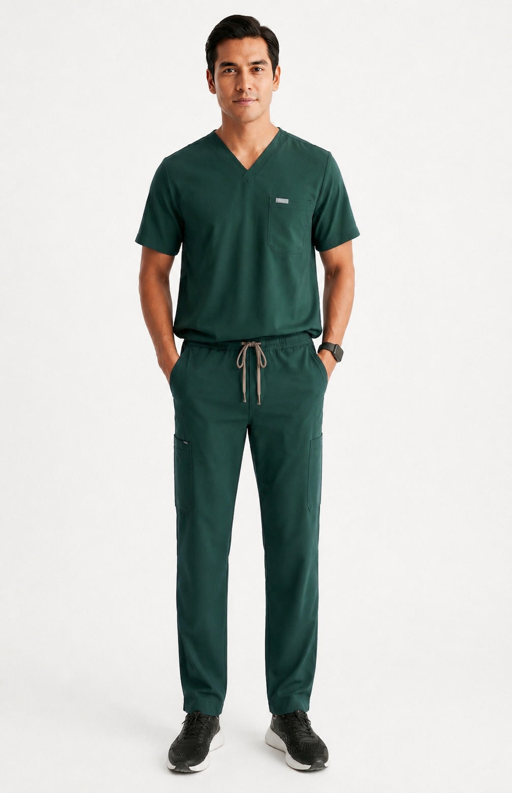 Men Util Tech 5 Pocket Dark Green Scrubs
