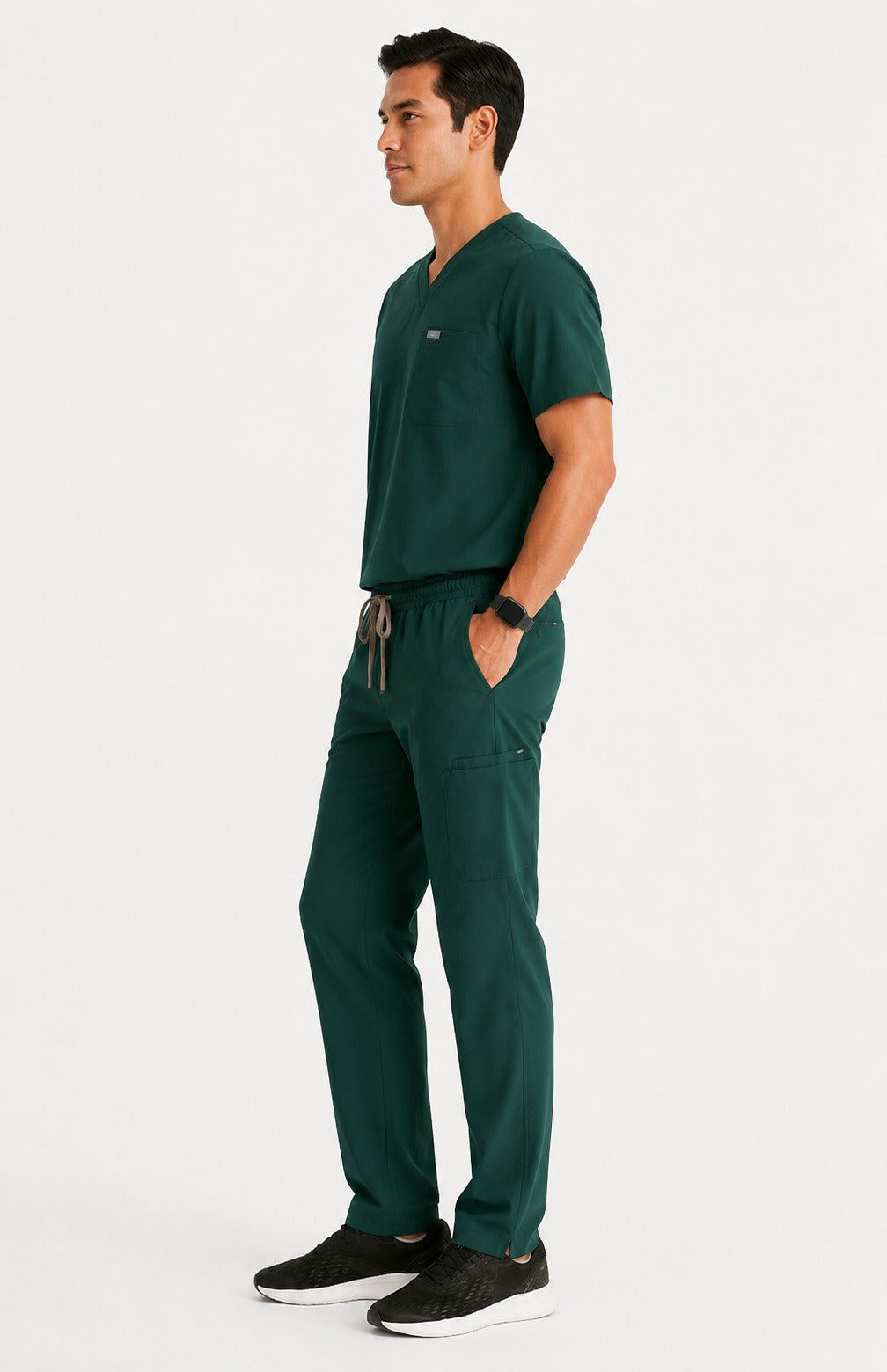 Men Util Tech 5 Pocket Dark Green Scrubs