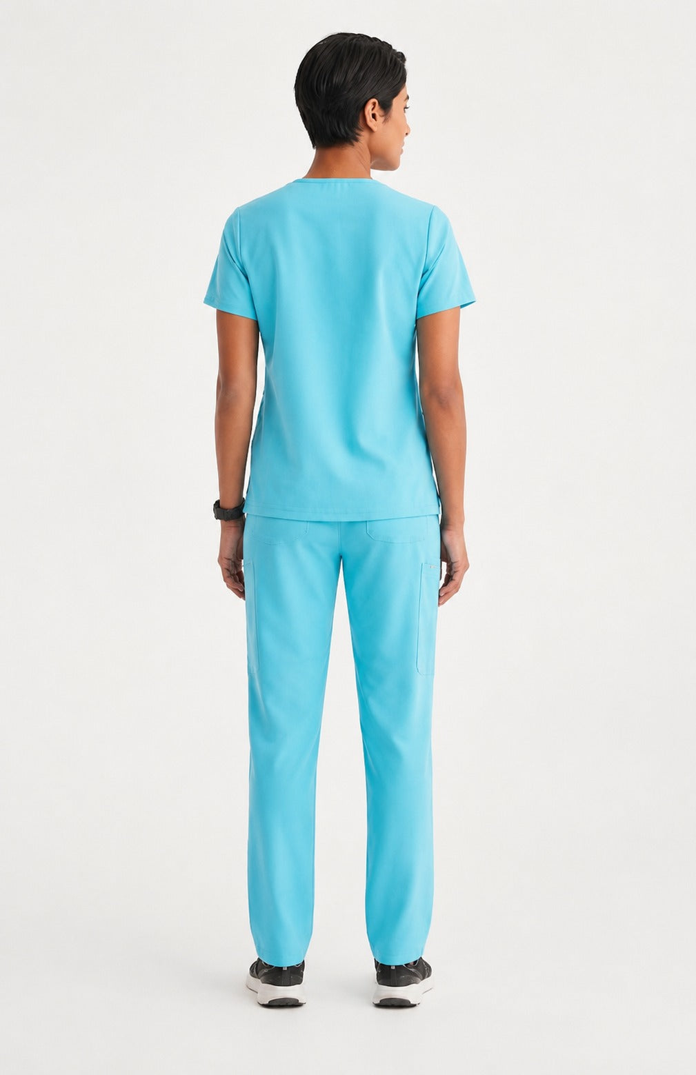 Women Util Tech 5 Pocket Aqua Blue Scrubs